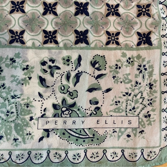 Perry Ellis silk scarf 14.5 by 54 inches. Excellent condition vintage. - Picture 3 of 6